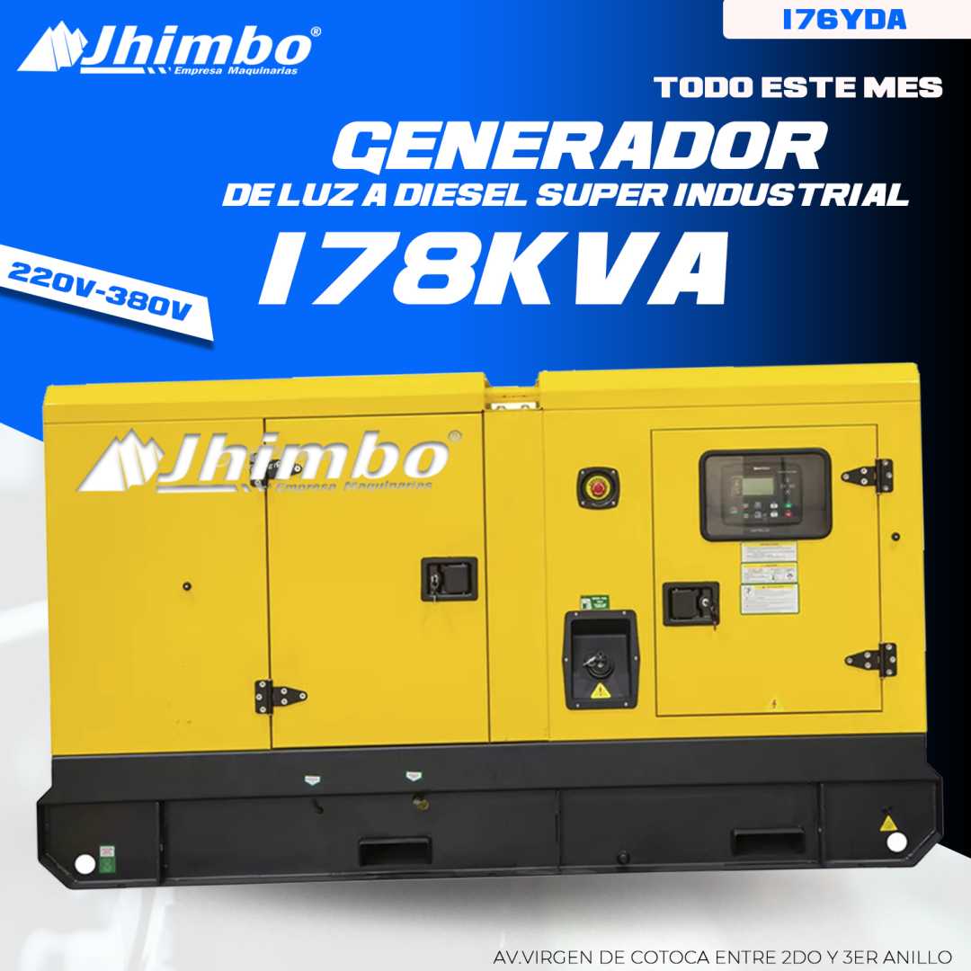 Generador a diésel 178kva Bolivia - Jhimbo Importadora
