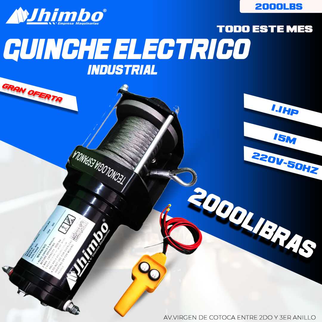 Guinche de 2000Lbs Santa Cruz - Jhimbo Importadora