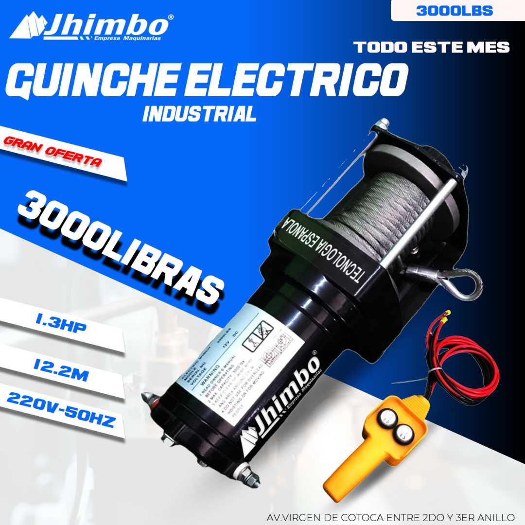 Guinche de 3000Lbs Santa Cruz - Jhimbo Importadora