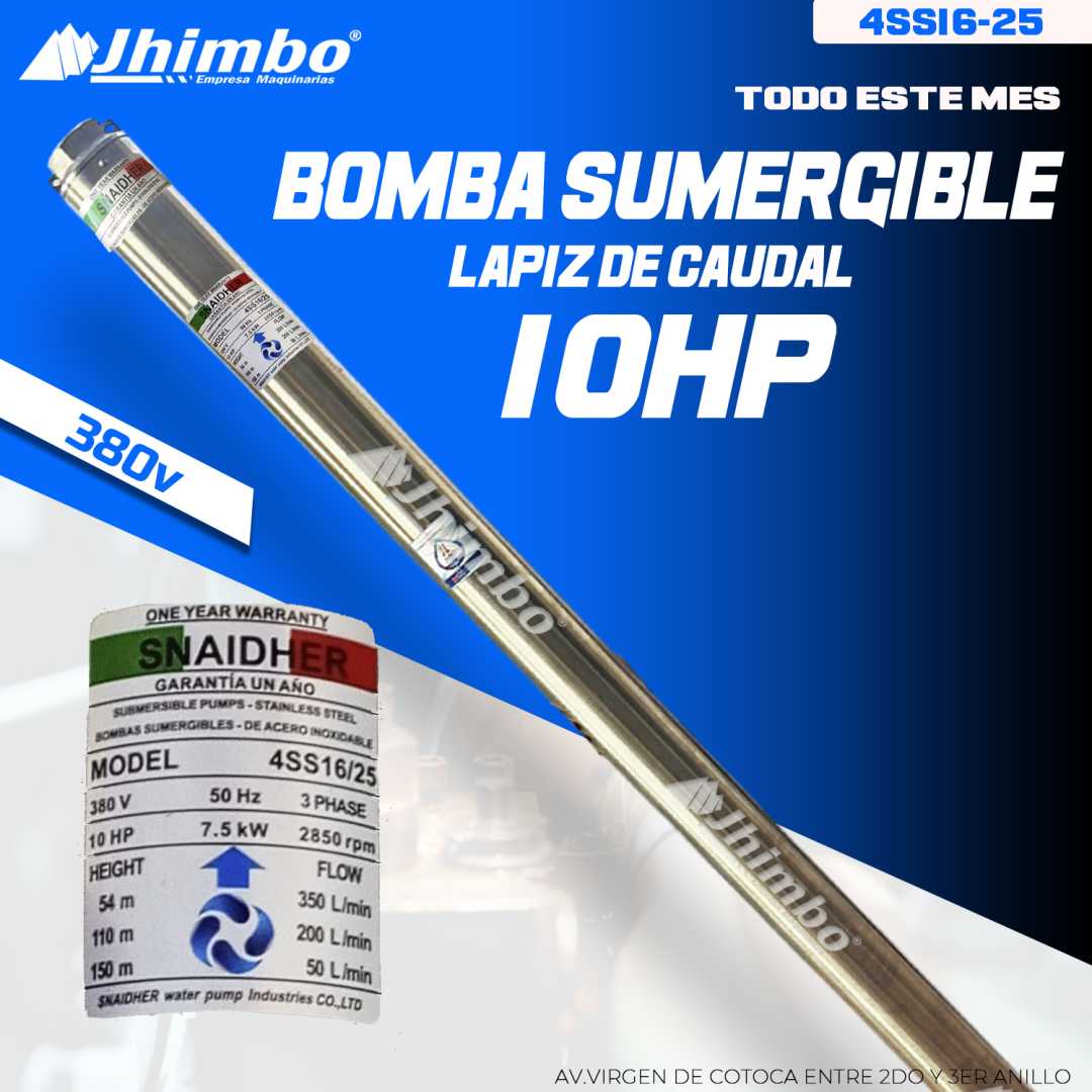 Bomba sumergible 10hp de caudal bolivia - Jhimbo Importadora