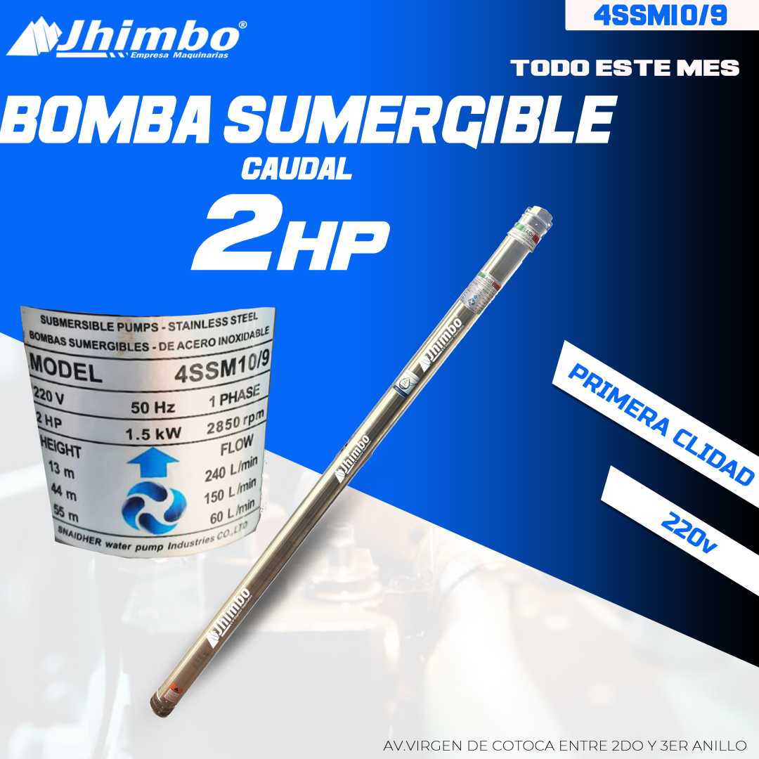 Bomba sumergible 2hp de caudal bolivia - Jhimbo Importadora