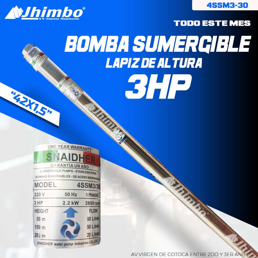 Bomba sumergible de altura 3hp bolivia - Jhimbo Importadora