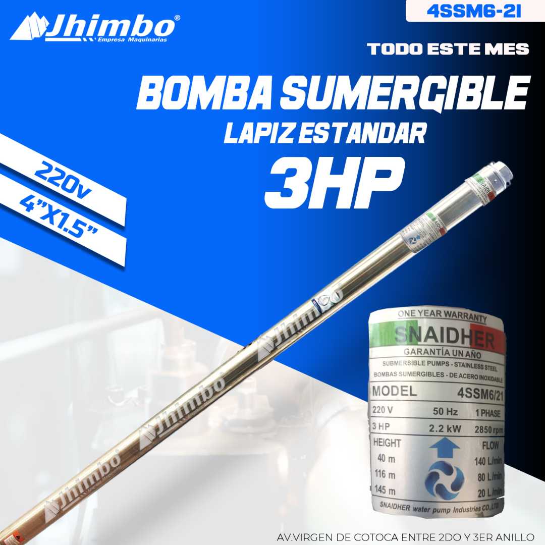 Bomba sumergible 3hp bolivia - Jhimbo Importadora