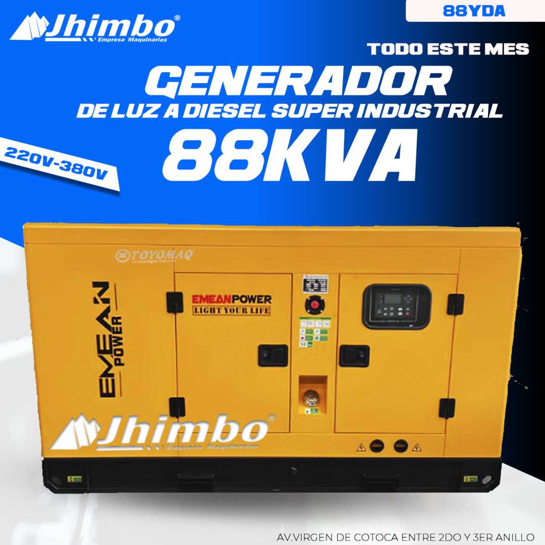 Generador de luz a diésel 88Kva Bolivia - Jhimbo Importadora