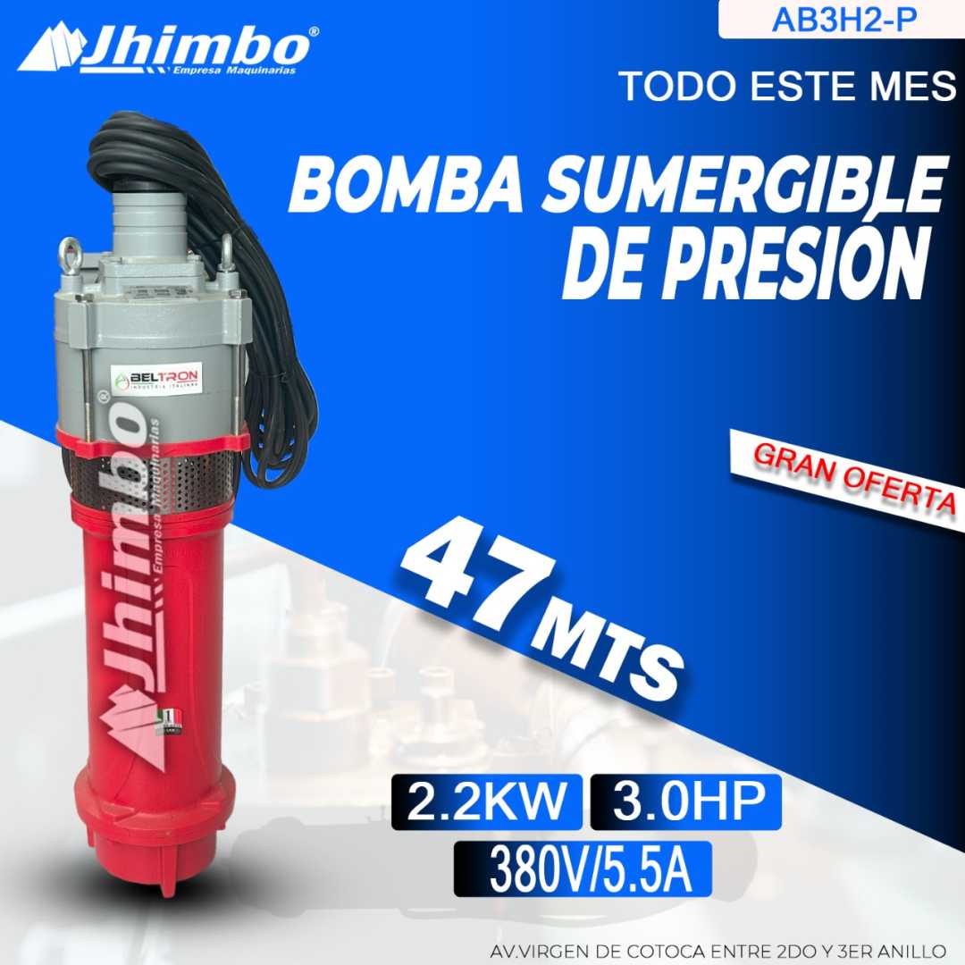 Bomba sumergible de presión 3HP Bolivia - Jhimbo Importadora