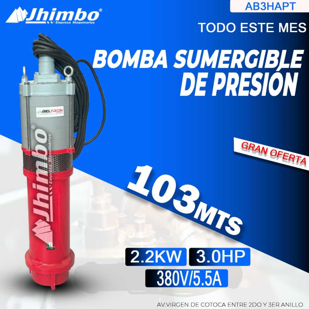 Bomba sumergible de presión 3HP Bolivia - Jhimbo Importadora