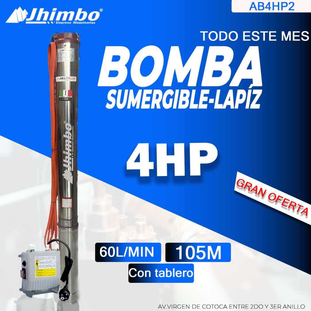 Bomba de agua sumergible 4HP Bolivia - Jhimbo Importadora