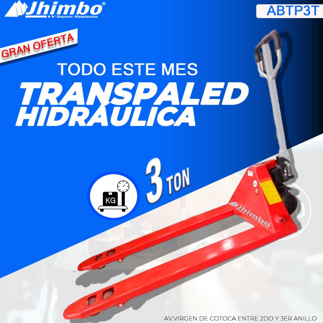 Transpaleta Hidráulico 3Ton Bolivia - Jhimbo Importadora