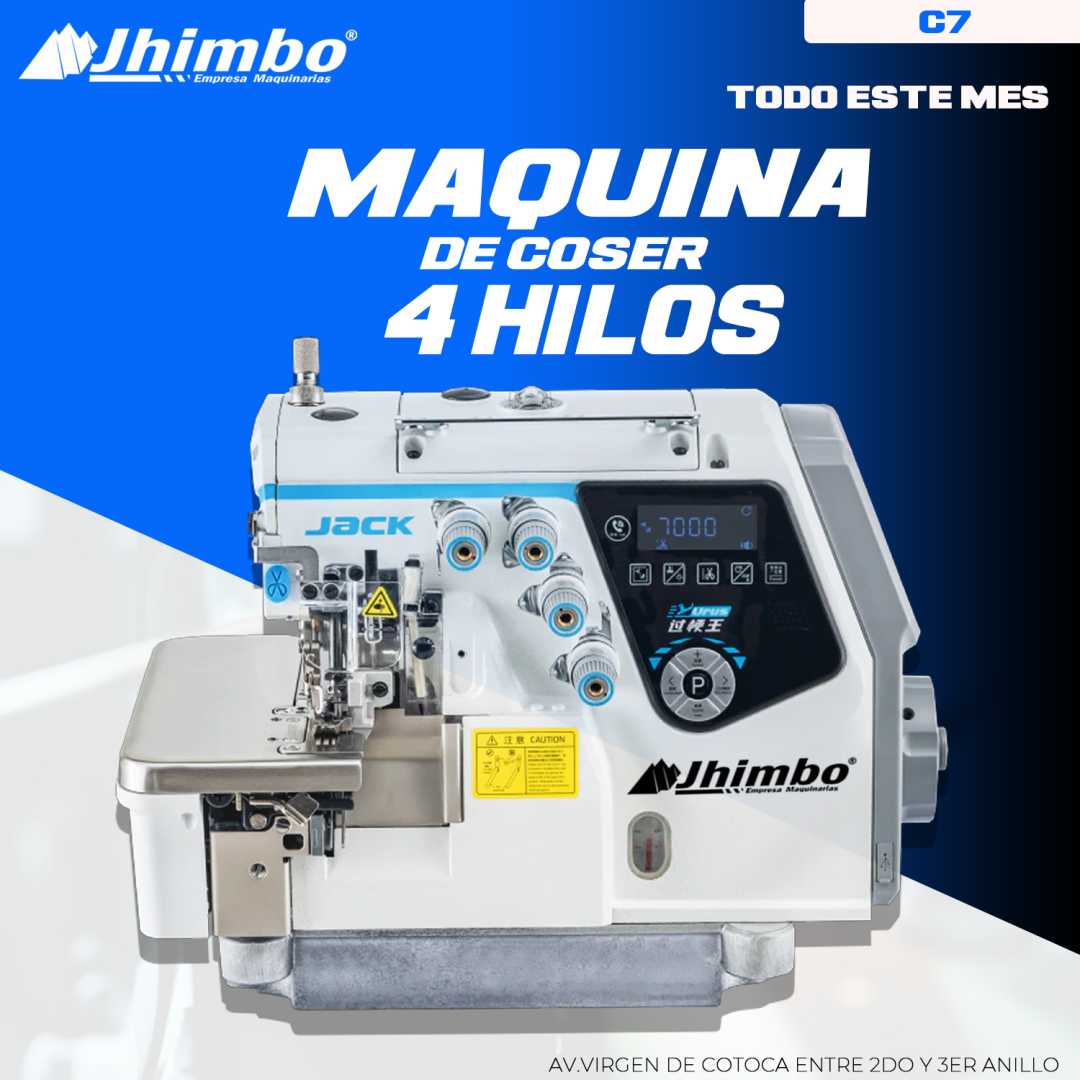 Máquina de Coser Overlock Industrial Jack C7 (4 Hilos, Automática) Santa Cruz