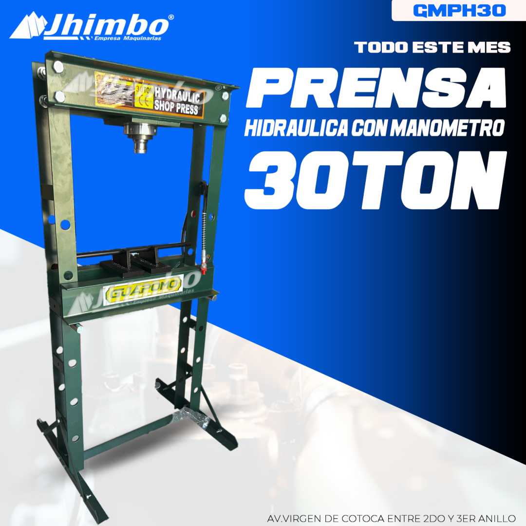 Prensa hidraulica de 30 Toneladas industrial Bolivia - Jhimbo Importadora