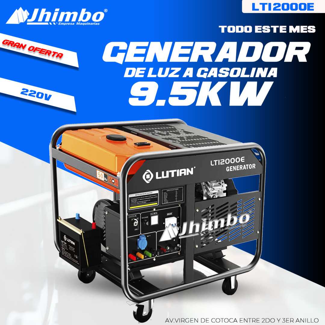 Generador de luz 9.5kva gasolina industrial Santa Cruz Bolivia