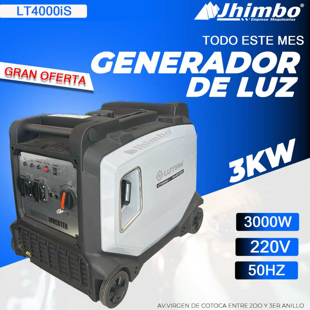 Generador de luz inverter 3.0kW Bolivia - Jhimbo Importadora