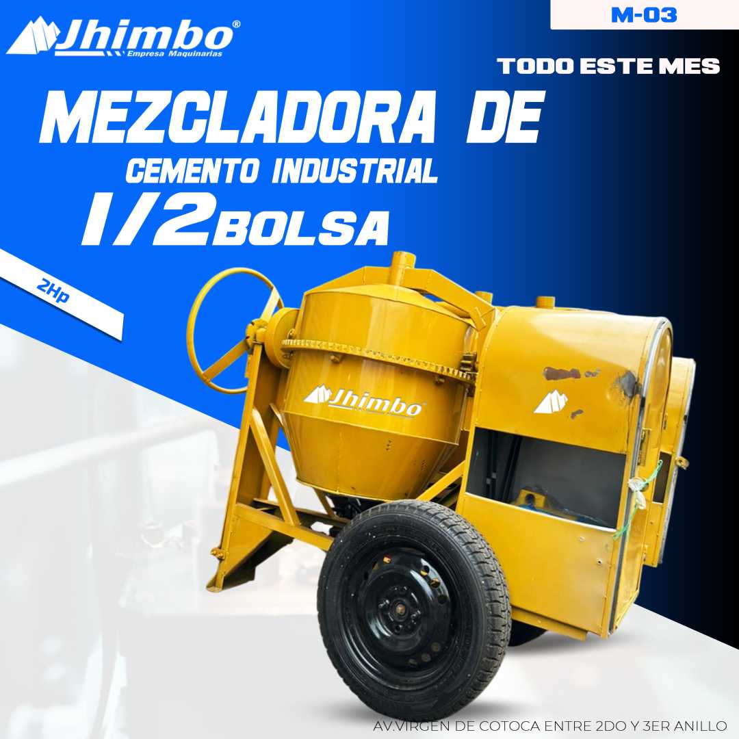 Mezcladora de cemento 1/2 bolsa industrial Santa Cruz - Jhimbo Importadora