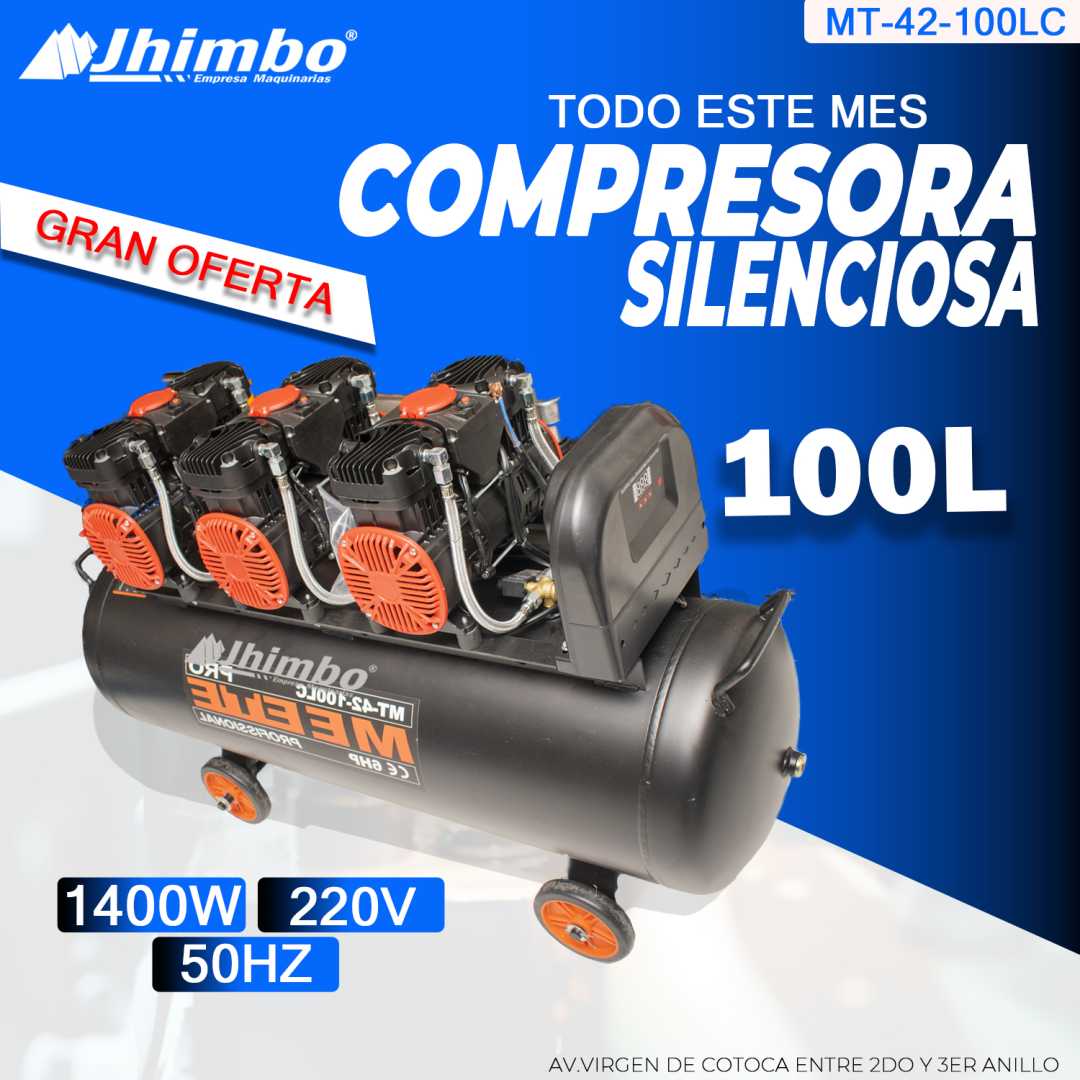 Compresora de aire silencioso 100L Santa Cruz