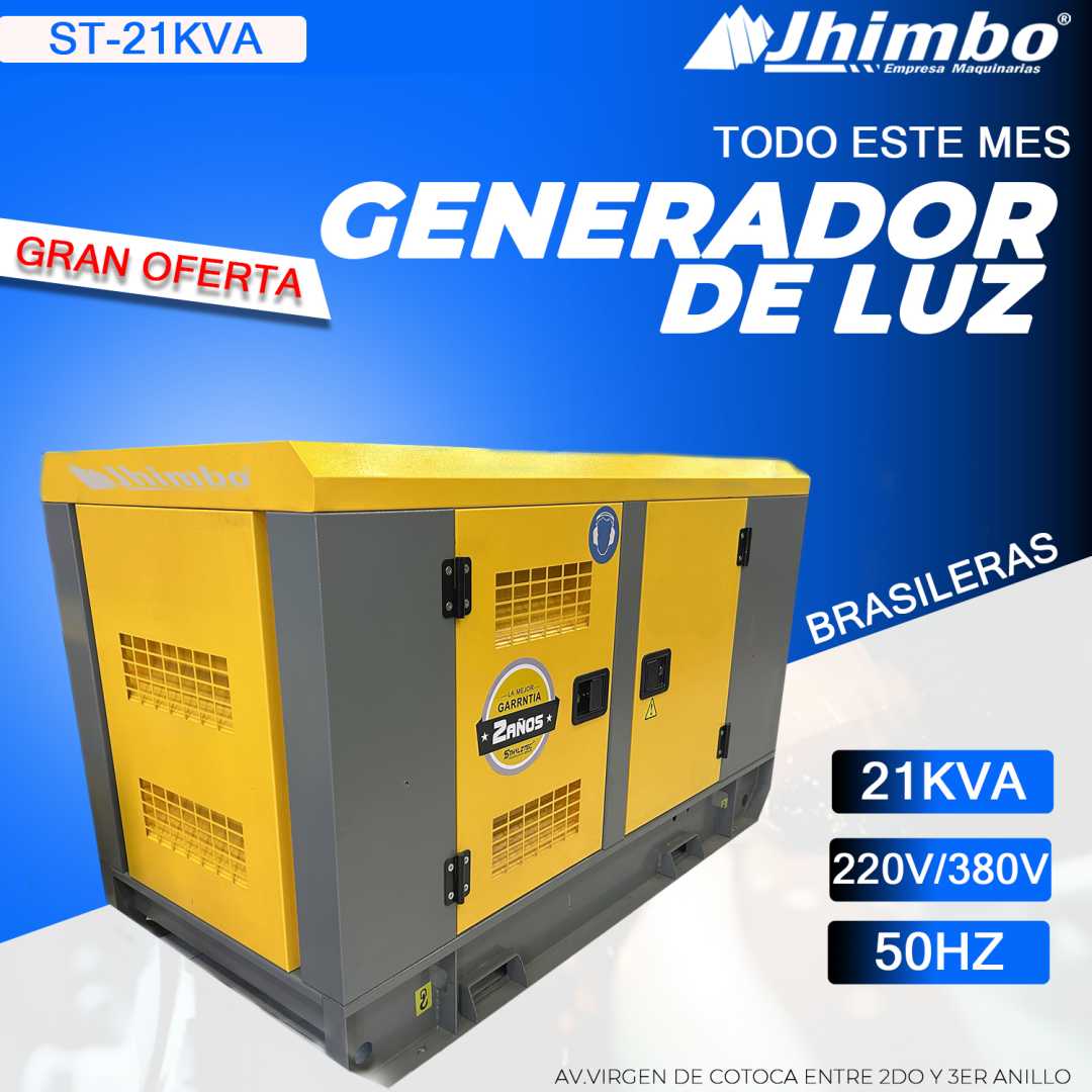 Generador Eléctrico Diésel 21KVA Santa Cruz - Jhimbo Importadora