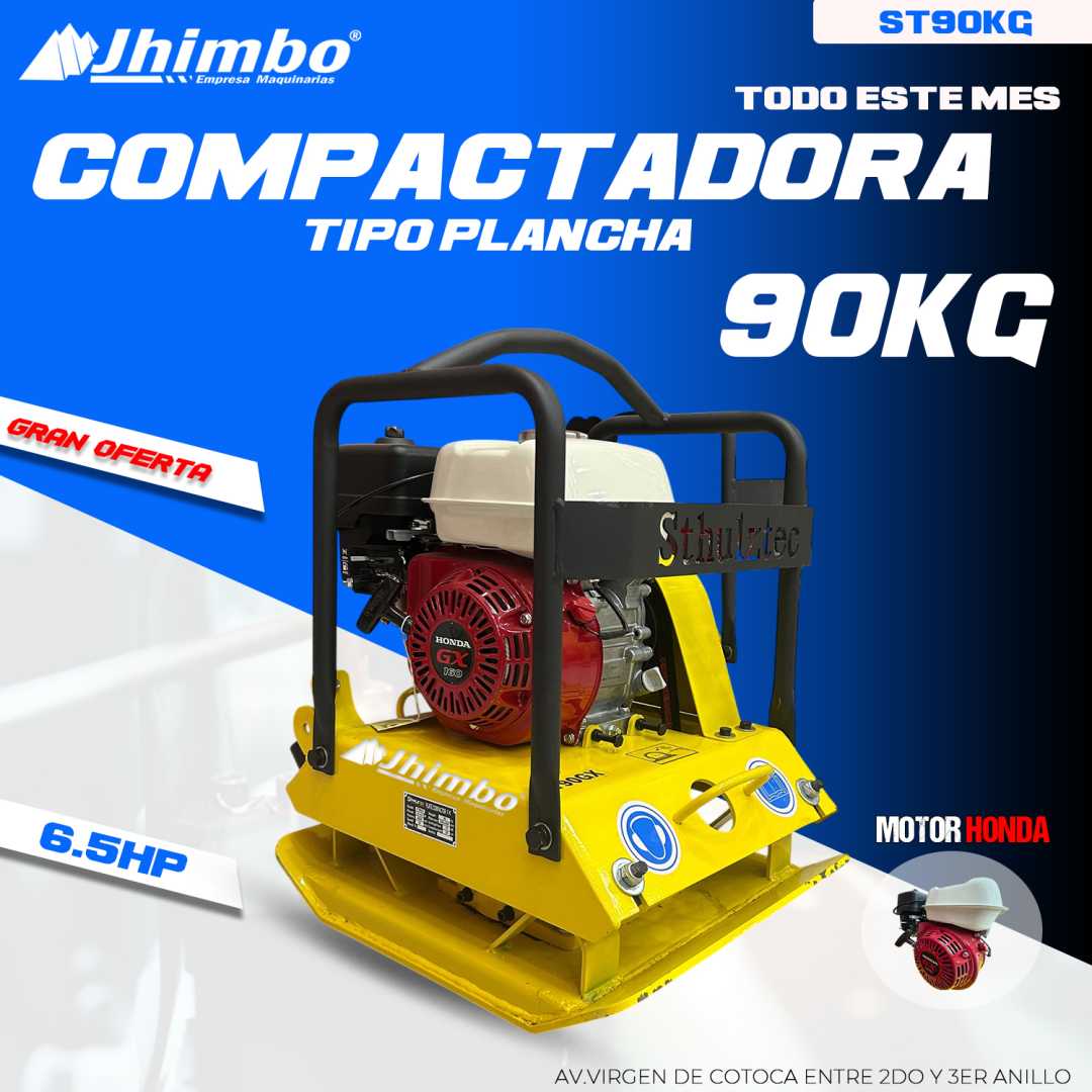 Compactadora tipo plancha 90kg Santa Cruz - Jhimbo Importadora