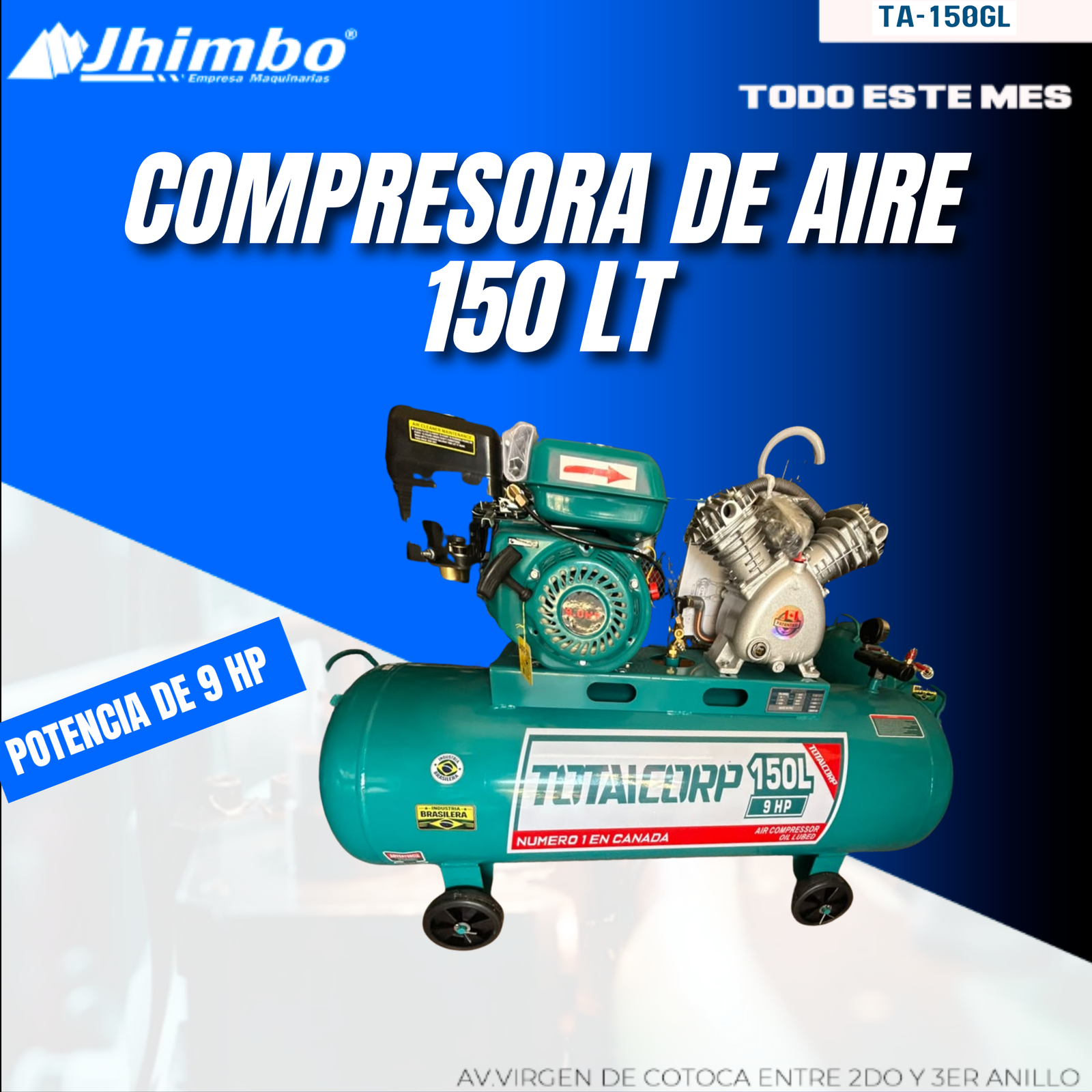 COMPRESORA DE AIRE 150L INDUSTRIAL BOLIVIA - Jhimbo Importadora