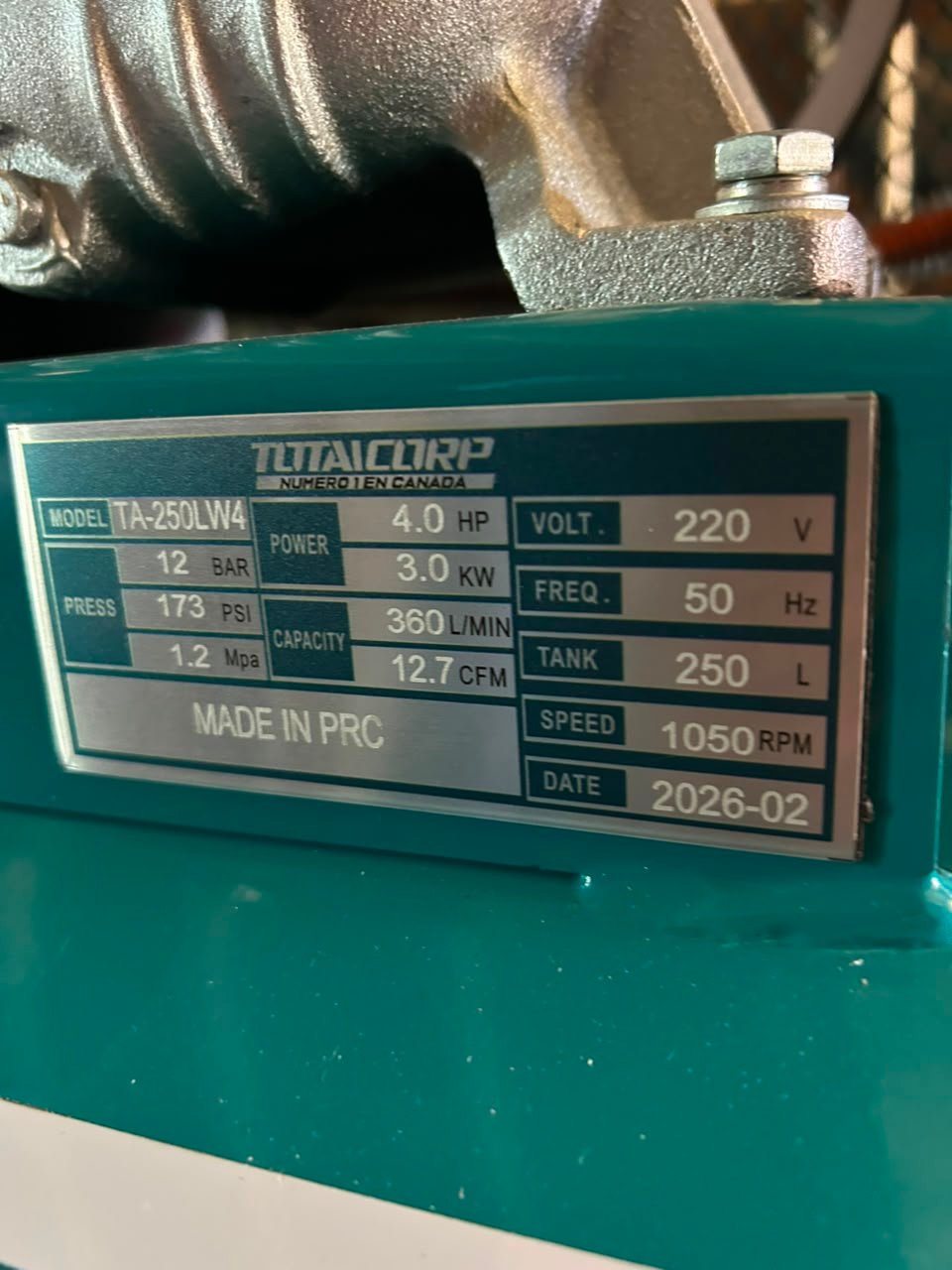 COMPRESORA DE AIRE 250L A CORREA INDUSTRIAL BOLIVIA - Imagen 3