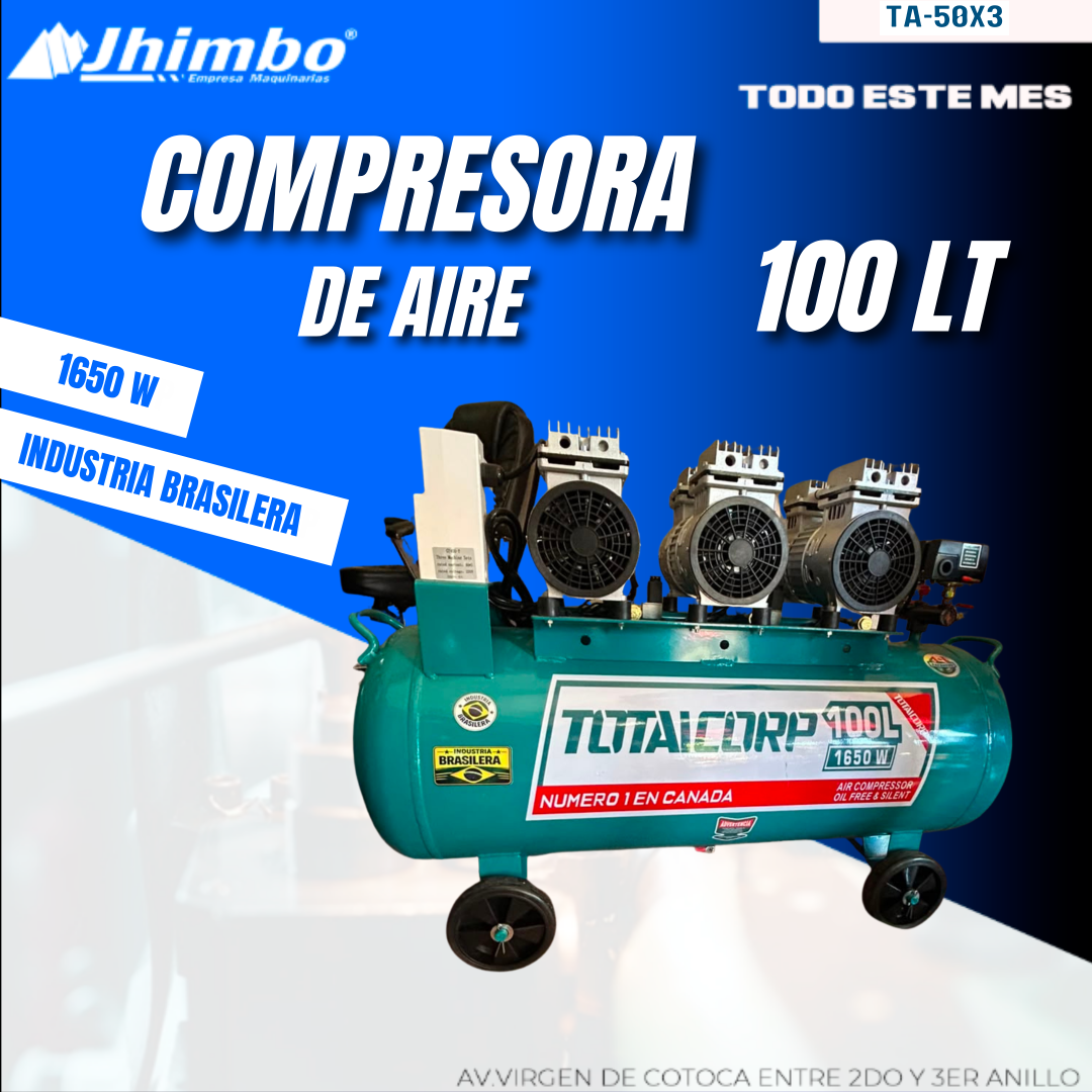 COMPRESORA DE AIRE 100L SILENCIOSO INDUSTRIAL BOLIVIA - Jhimbo Importadora