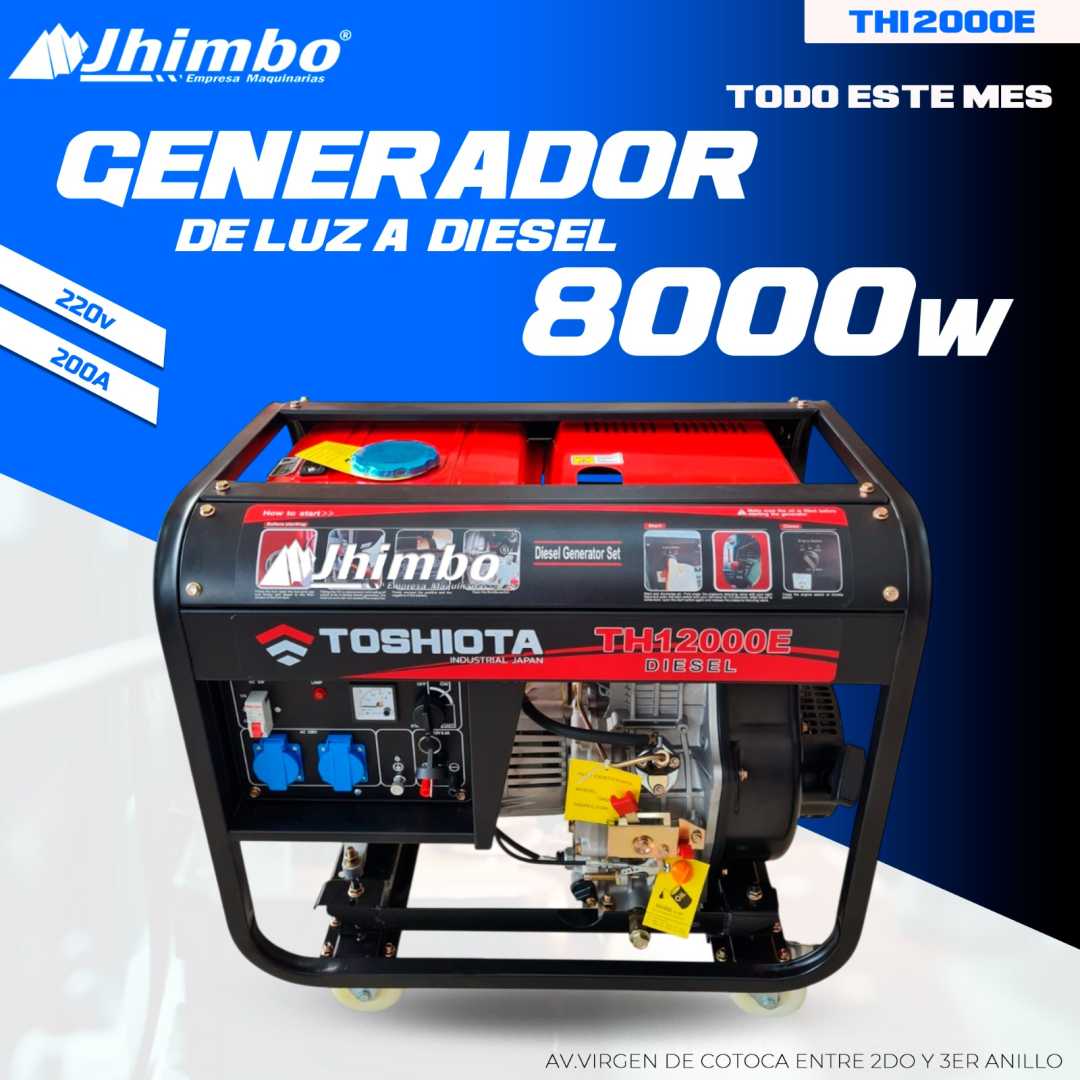 Generador electrico a diesel 8.0 kW Santa  Cruz - Jhimbo Importadora