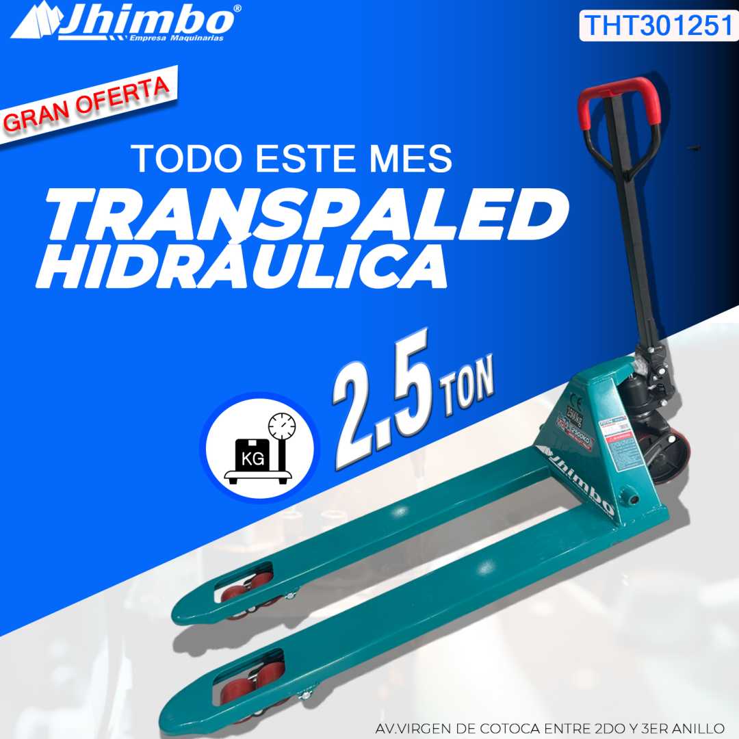 Transpaleta Hidráulica de 2.5 Ton Bolivia - Jhimbo Importadora