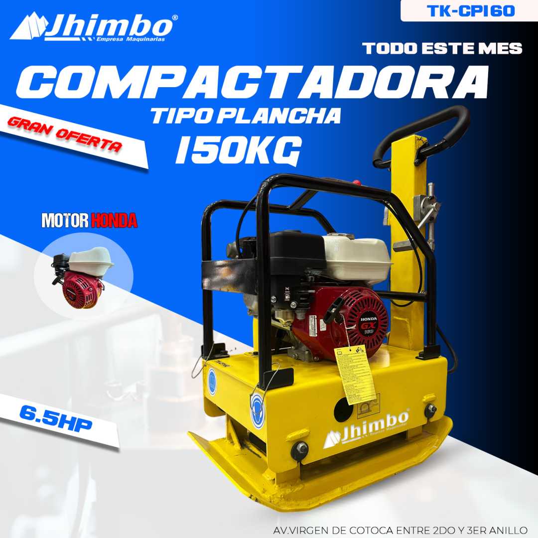 Compactadora tipo plancha 150kg Santa Cruz - Jhimbo Importadora