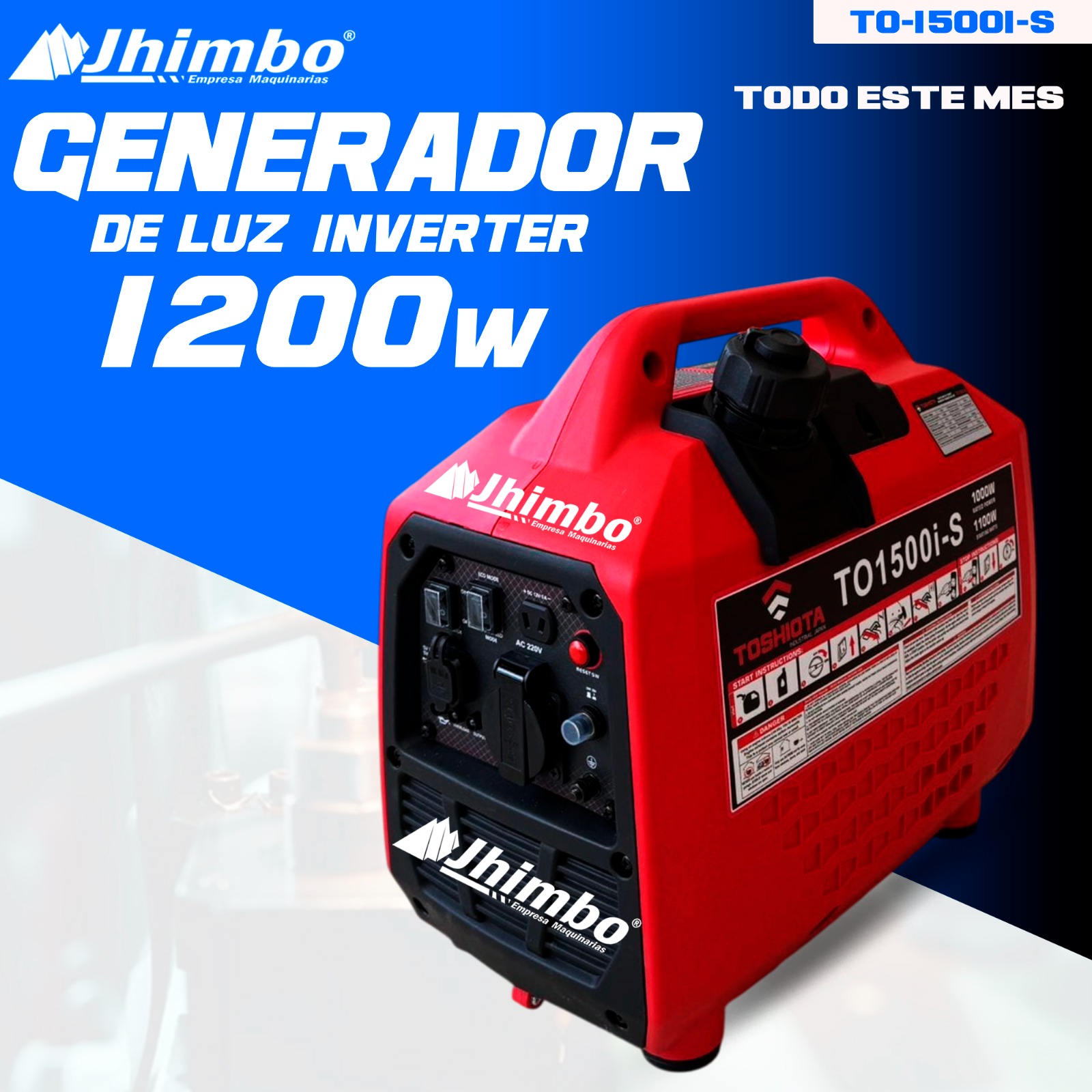 Generador de luz inverter 1.1kW Bolivia - Jhimbo Importadora
