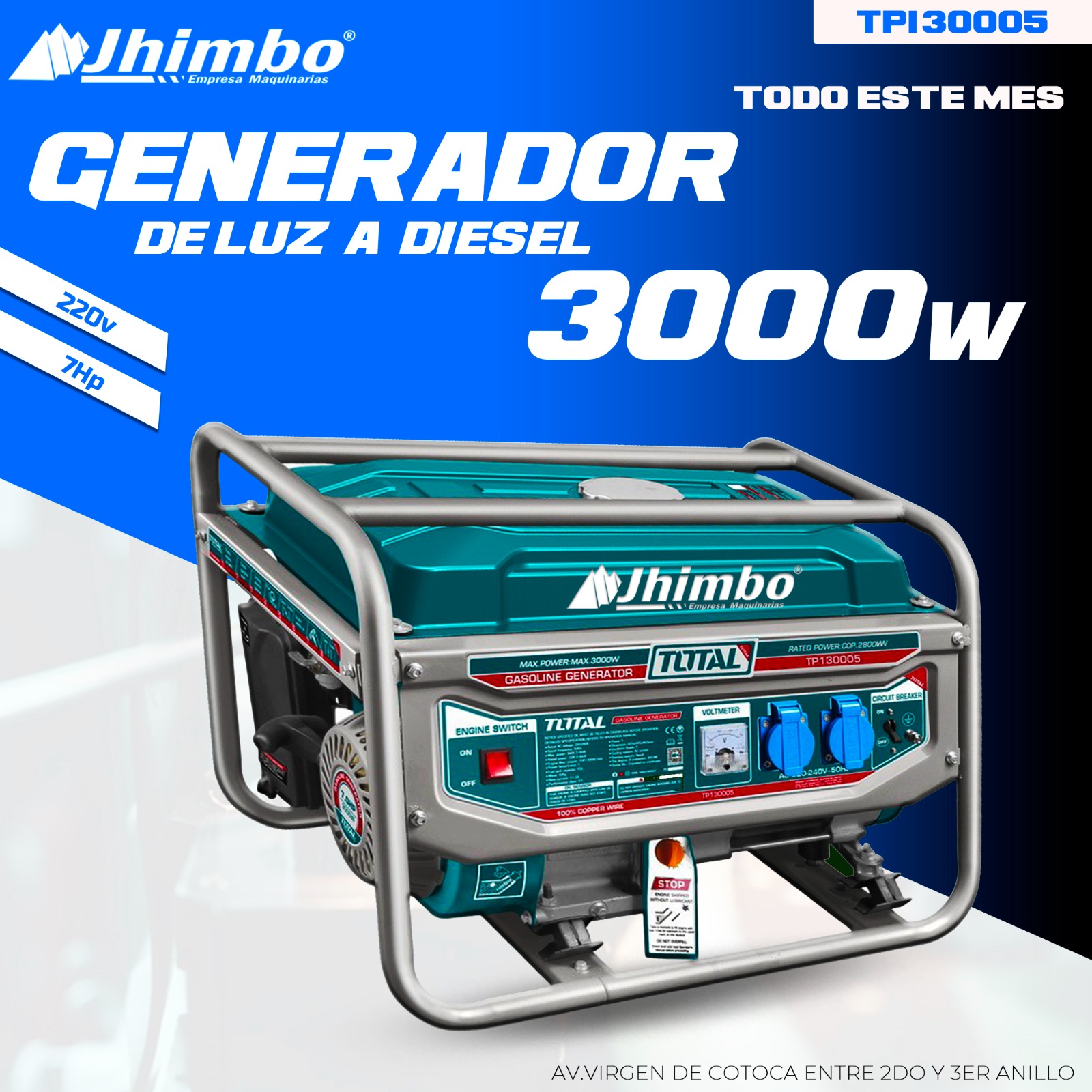 Generador de luz 3.0kW TOTAL Santa Cruz - Jhimbo Importadora