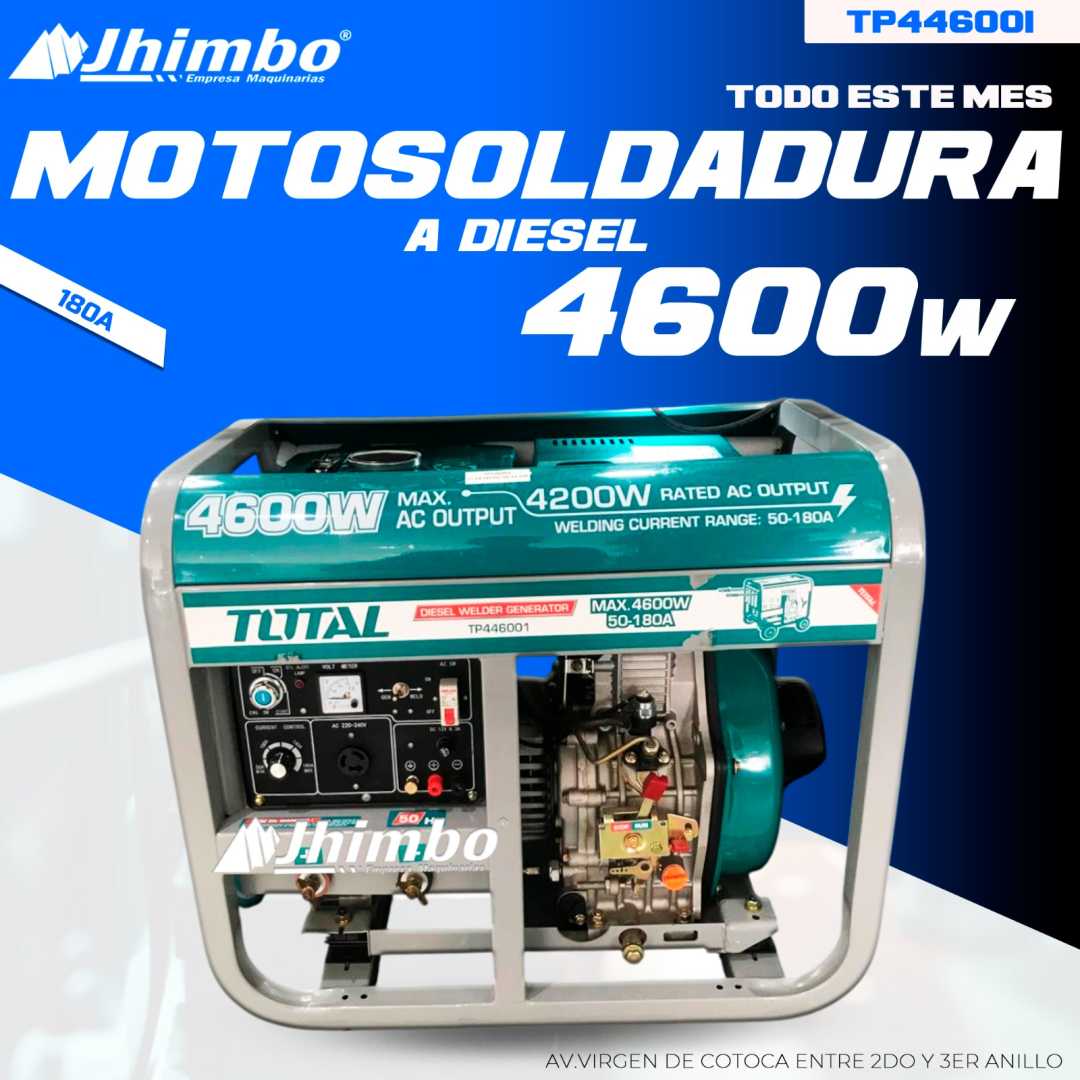 Motosoldador a diesel 4.6kaW/180A Bolivia - Jhimbo Importadora