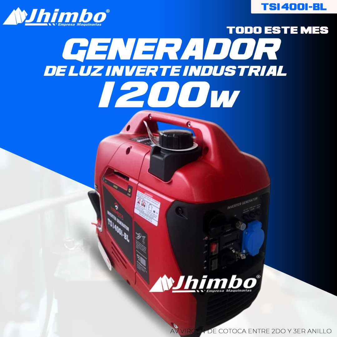 Generador de luz inverter 1.2kW Bolivia - Jhimbo Importadora