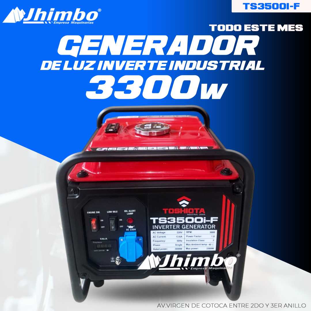Generador de luz inverter 3300W Bolivia - Jhimbo Importadora