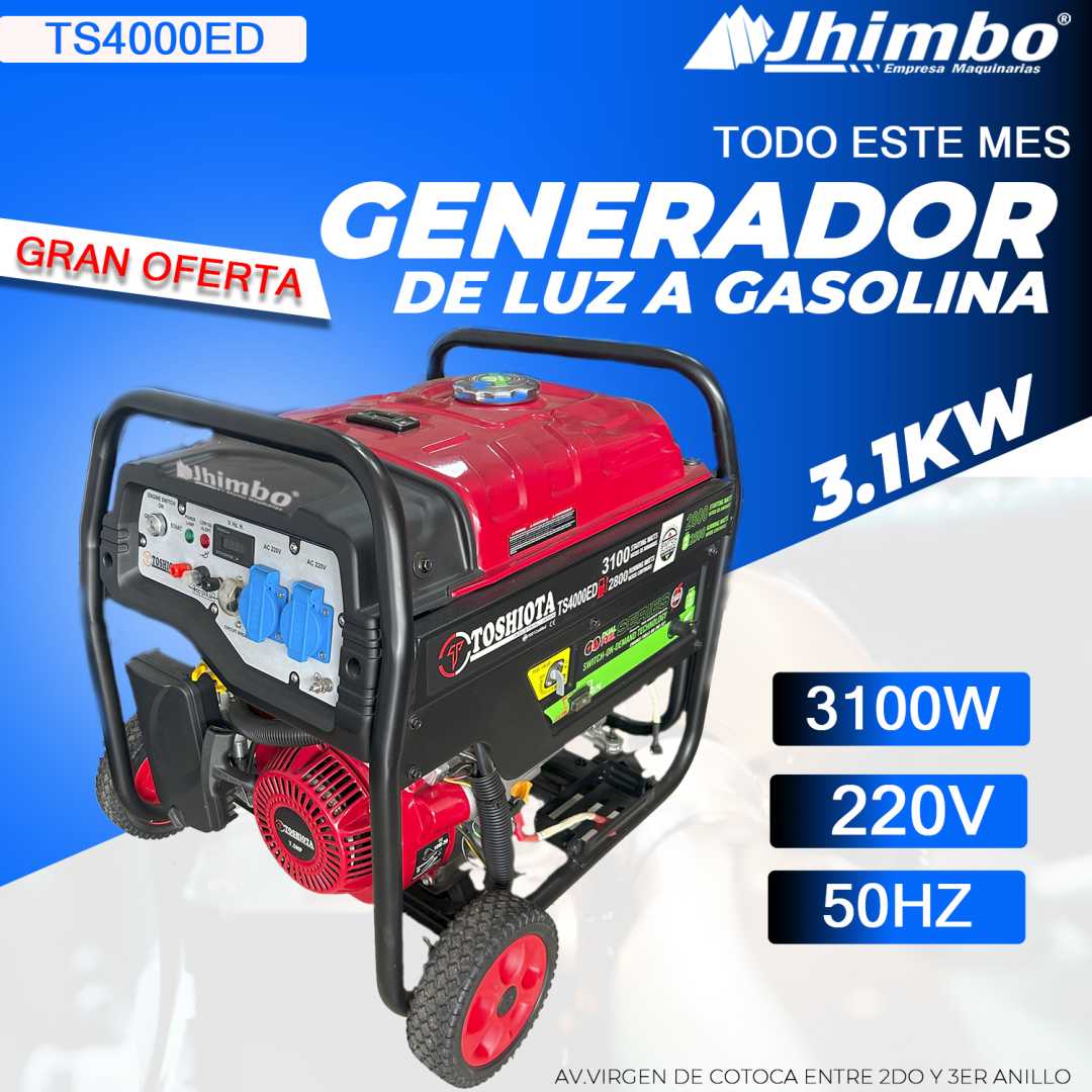 Generador de luz a GLP 2.8kW Bolivia - Jhimbo Importadora