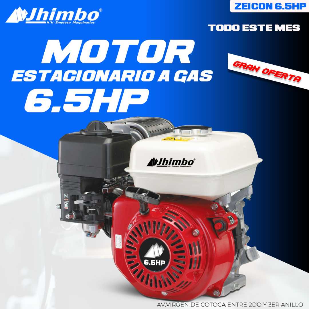Motor estacionario a gas y gasolina 6.5HP Bolivia - Jhimbo Importadora