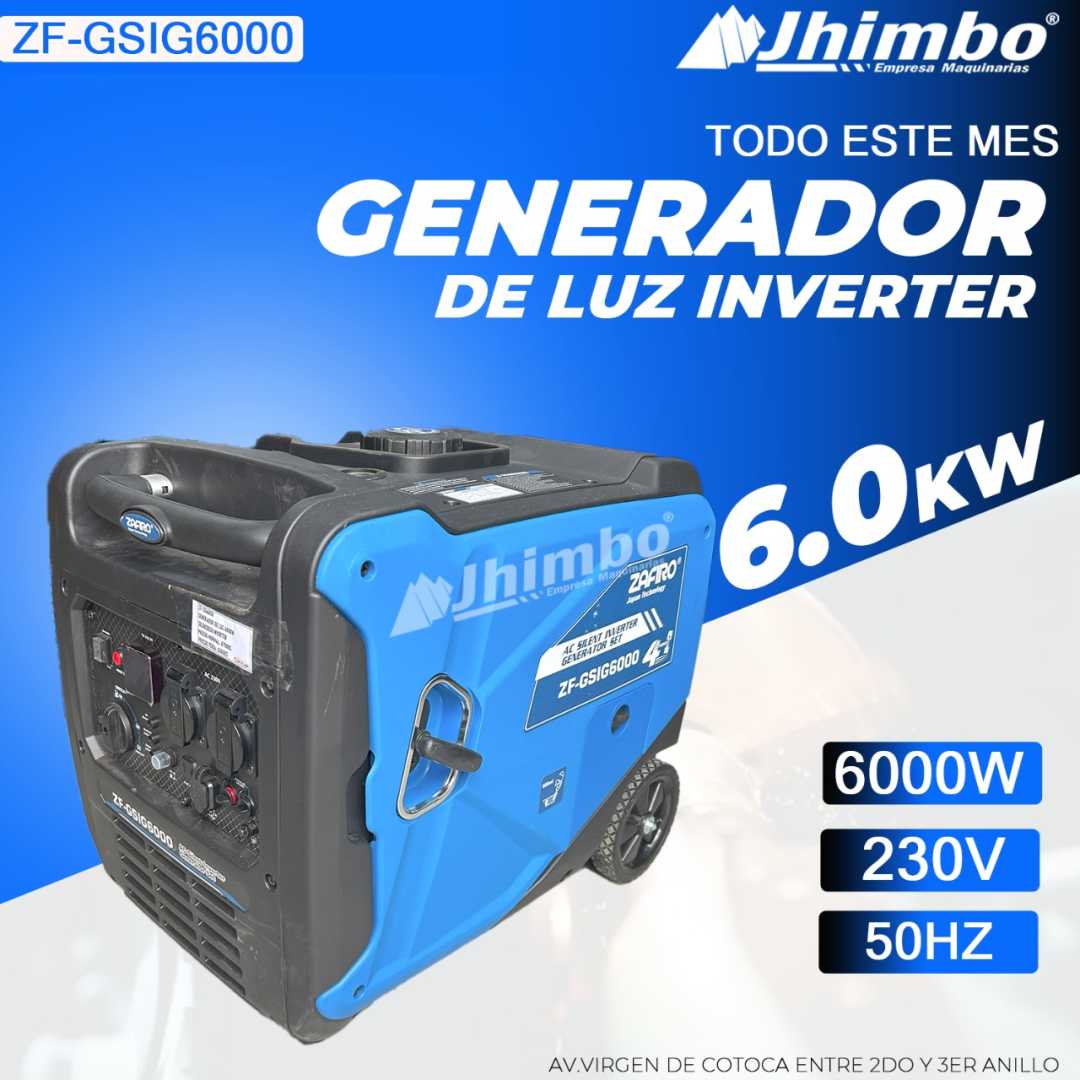 Generador de luz inverter 6000W Bolivia - Jhimbo Importadora