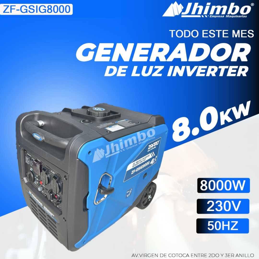 Generador de luz inverter 8.0kW Bolivia - Jhimbo Importadora